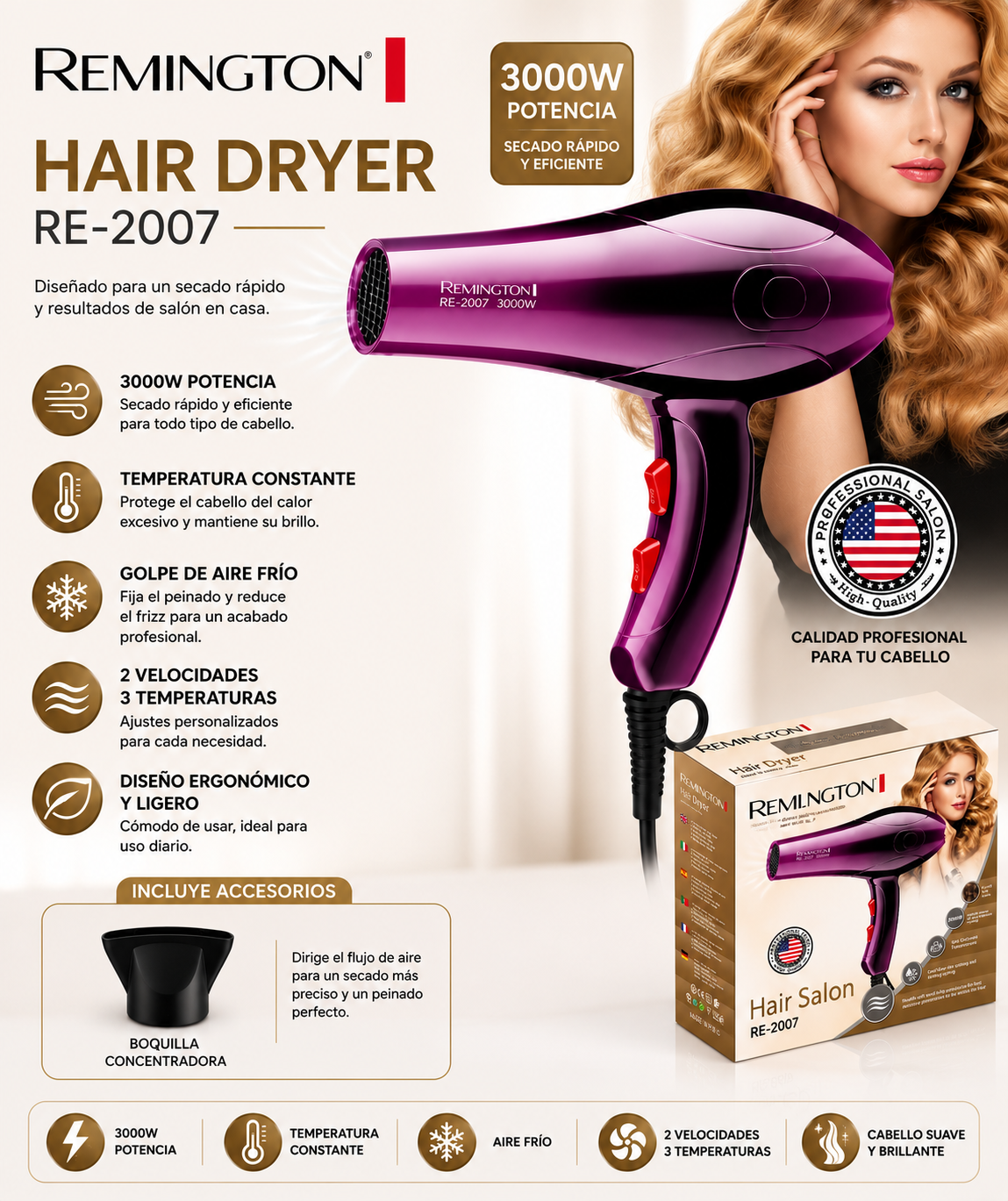 SECADOR DE CABELLO RE-2007